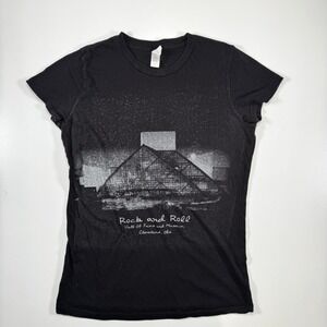 ROCK AND ROLL HALL OF FAME Cap Sleeve T-Shirt Cleveland Ohio Large Fits Small